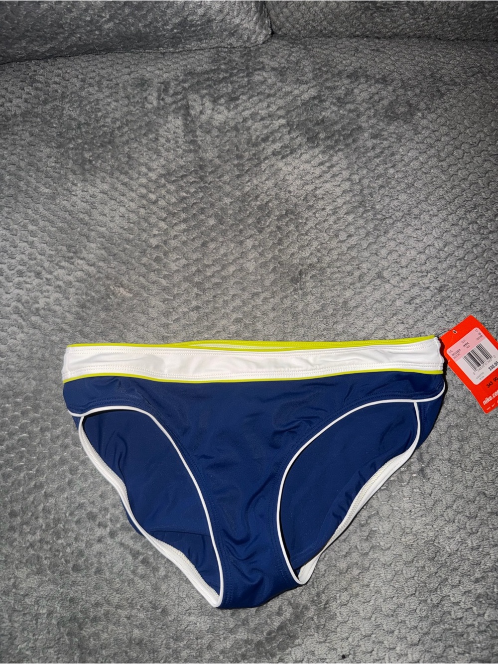 Nike Kids Navy Swim Bottom with White Trim and Lime Accent
